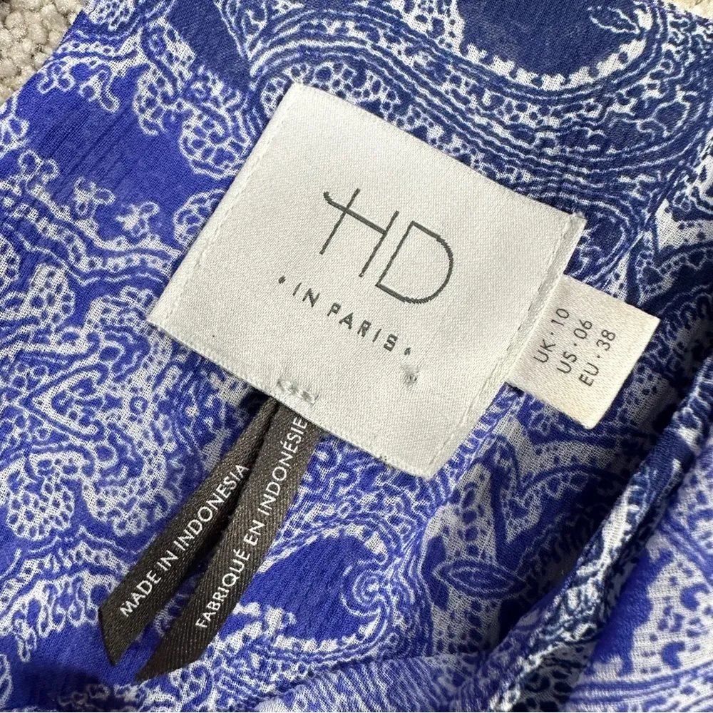 Anthropologie HD in Paris Sun Garden Blue Paisley Print Ruffle Blouse Size 6 - Image 10