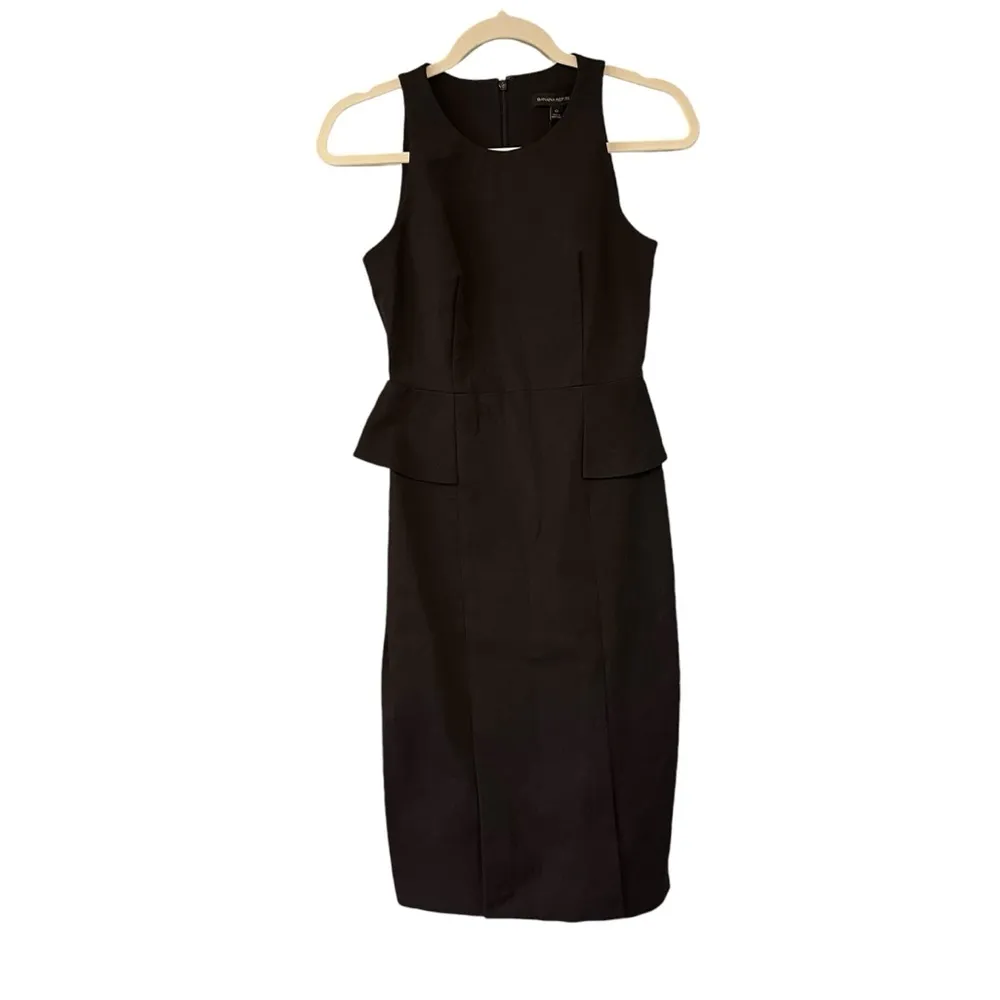 NWT, Banana Republic Bi-Stretch Side-Peplum Sheath Dress, Black, Sz 0 - Image 4