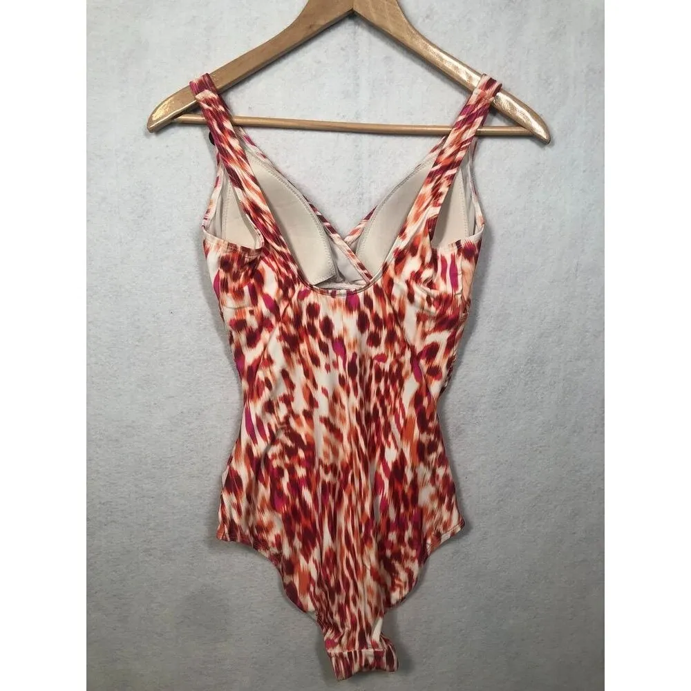 Nip Tuck Orange Tribal Skin Rita One Piece Swimsuit MultiFit Cup Women's Size 6 - Image 4
