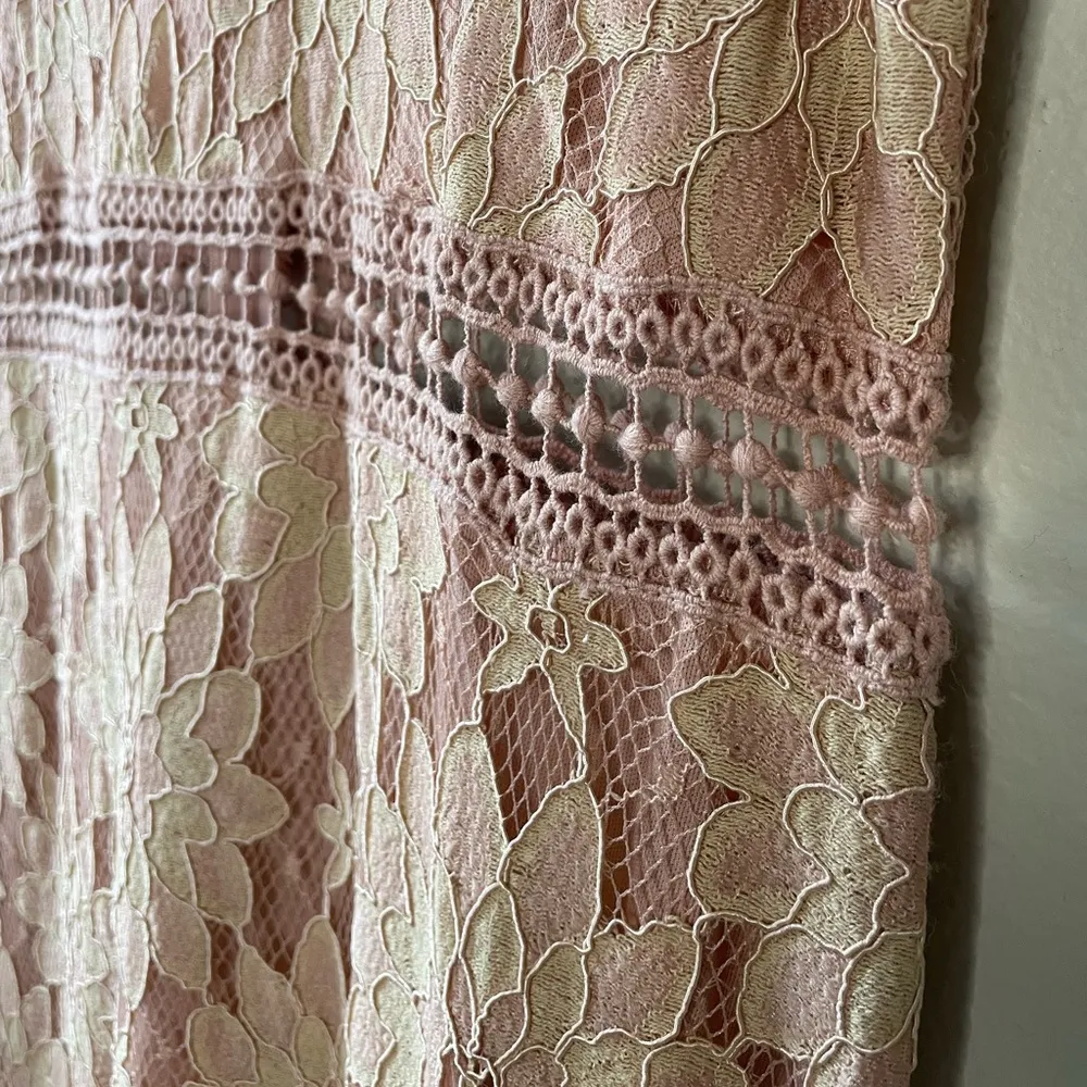 PrettyLittleThing Caris Dusty Pink Long Sleeve Lace Bodycon Dress Size 6 - Image 5