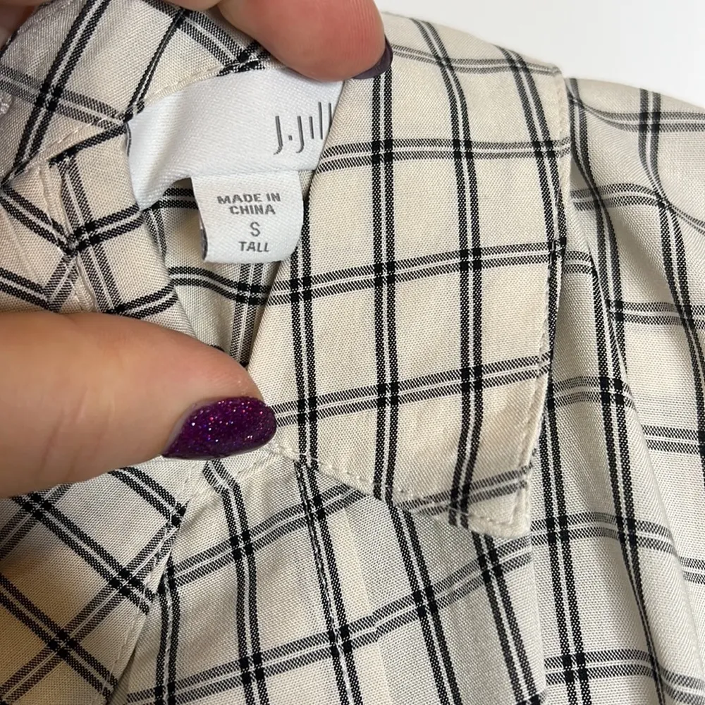 J.Jill  Button Back Plaid Woven Collared Tunic Long Sleeve Top - Image 11