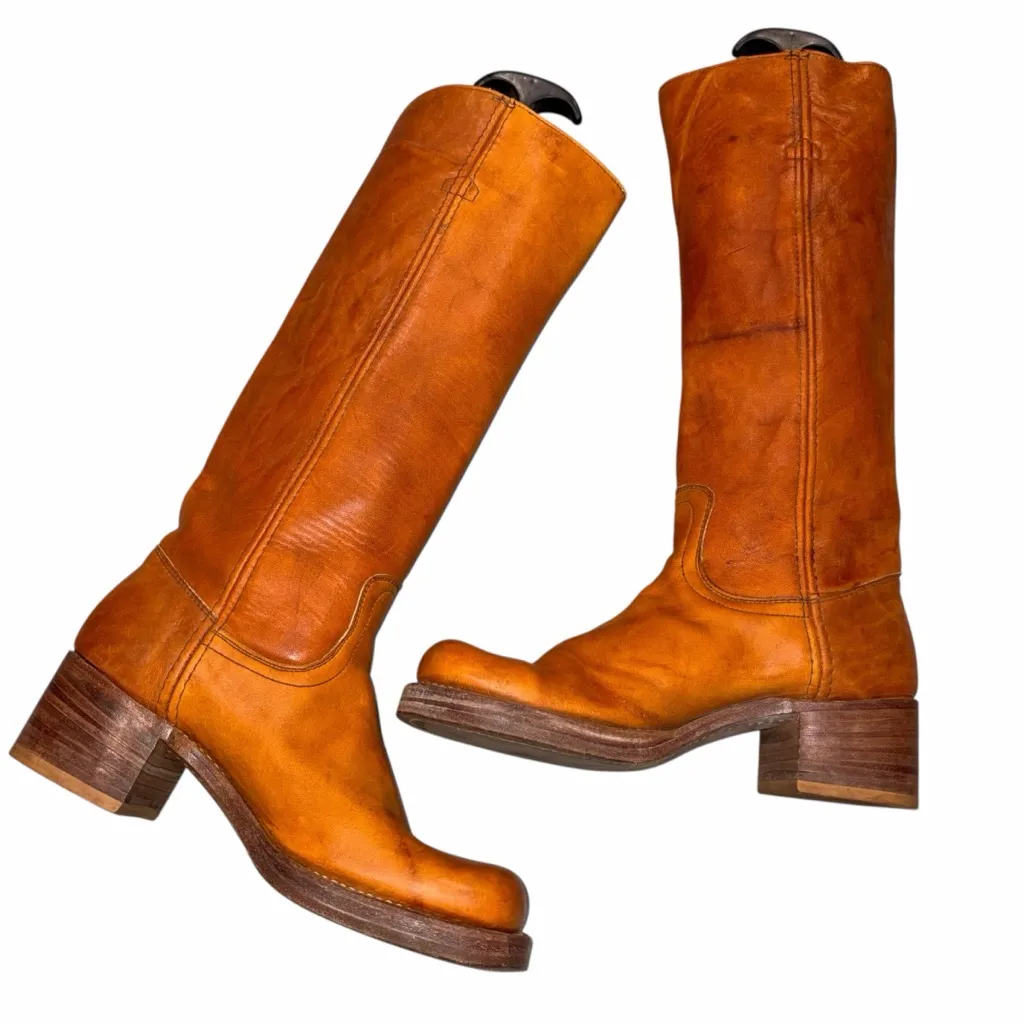 Vintage 1970’s Frye Black Label Cognac Campus Boots Shoes size 8AA  #8190 - Image 7