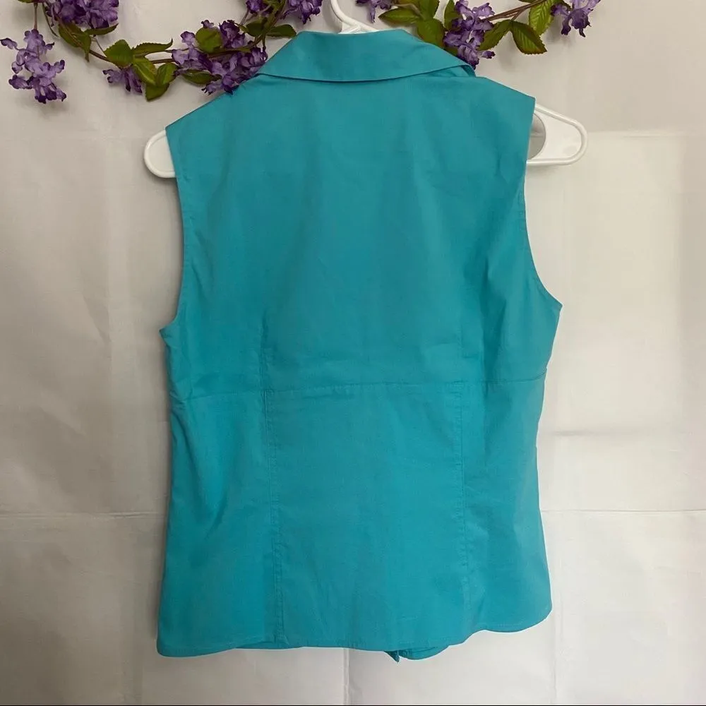 Apostrophe stretch teal sleeveless collard tip, - Image 5