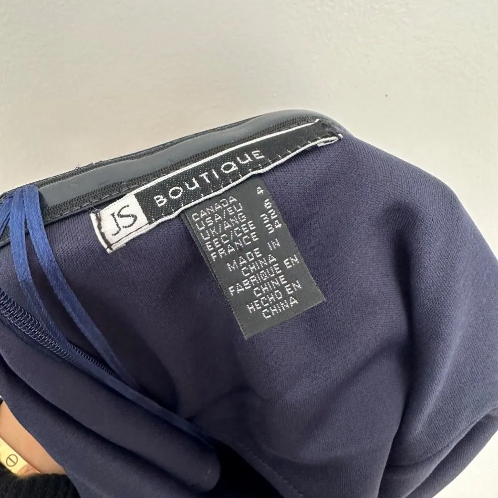 Navy Blue Backless Bodycon Cocktail Dress Sz 4-6 - Image 7