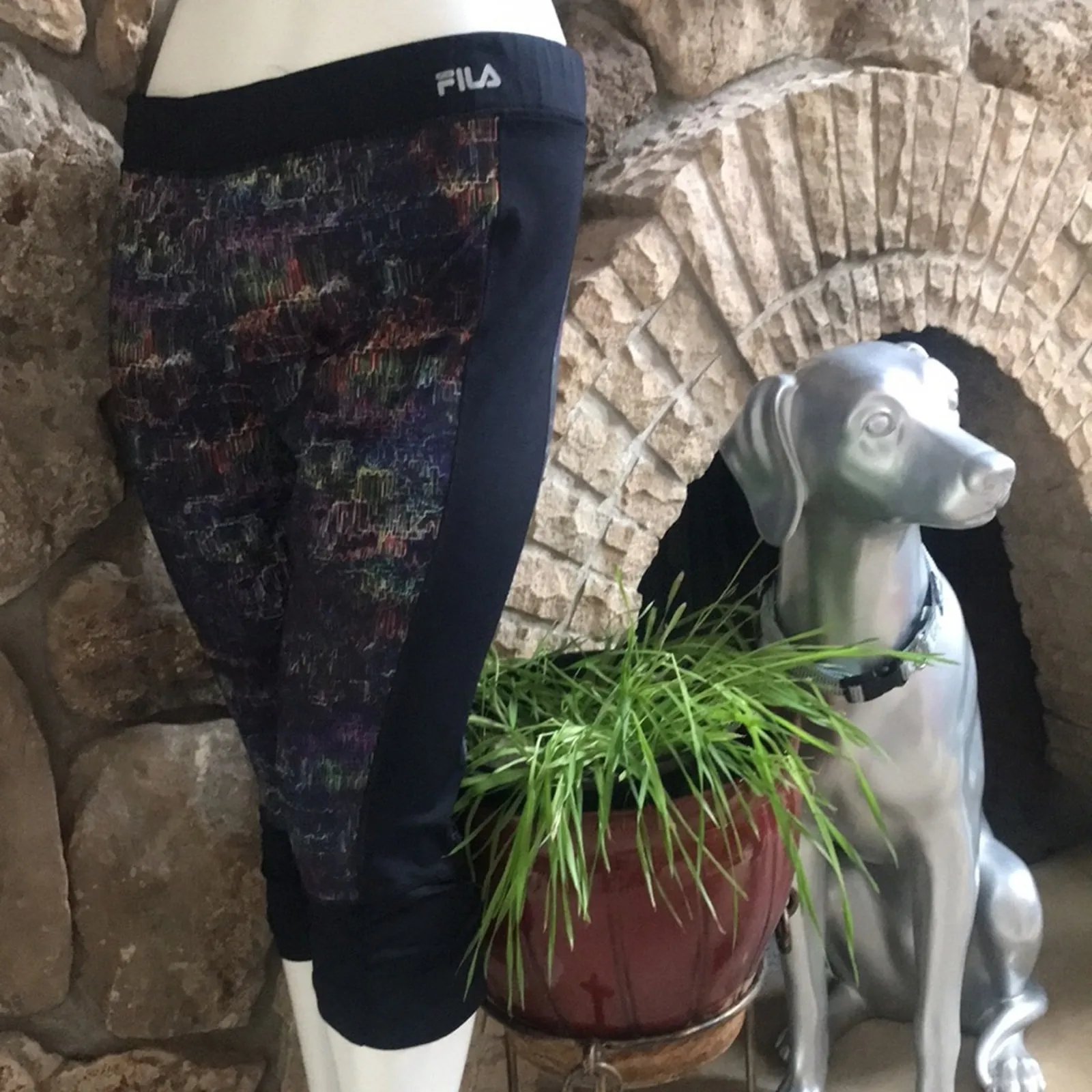 FILA Sport Multicolored Cropped Black Active Leggings Women's Size 1X - Image 4