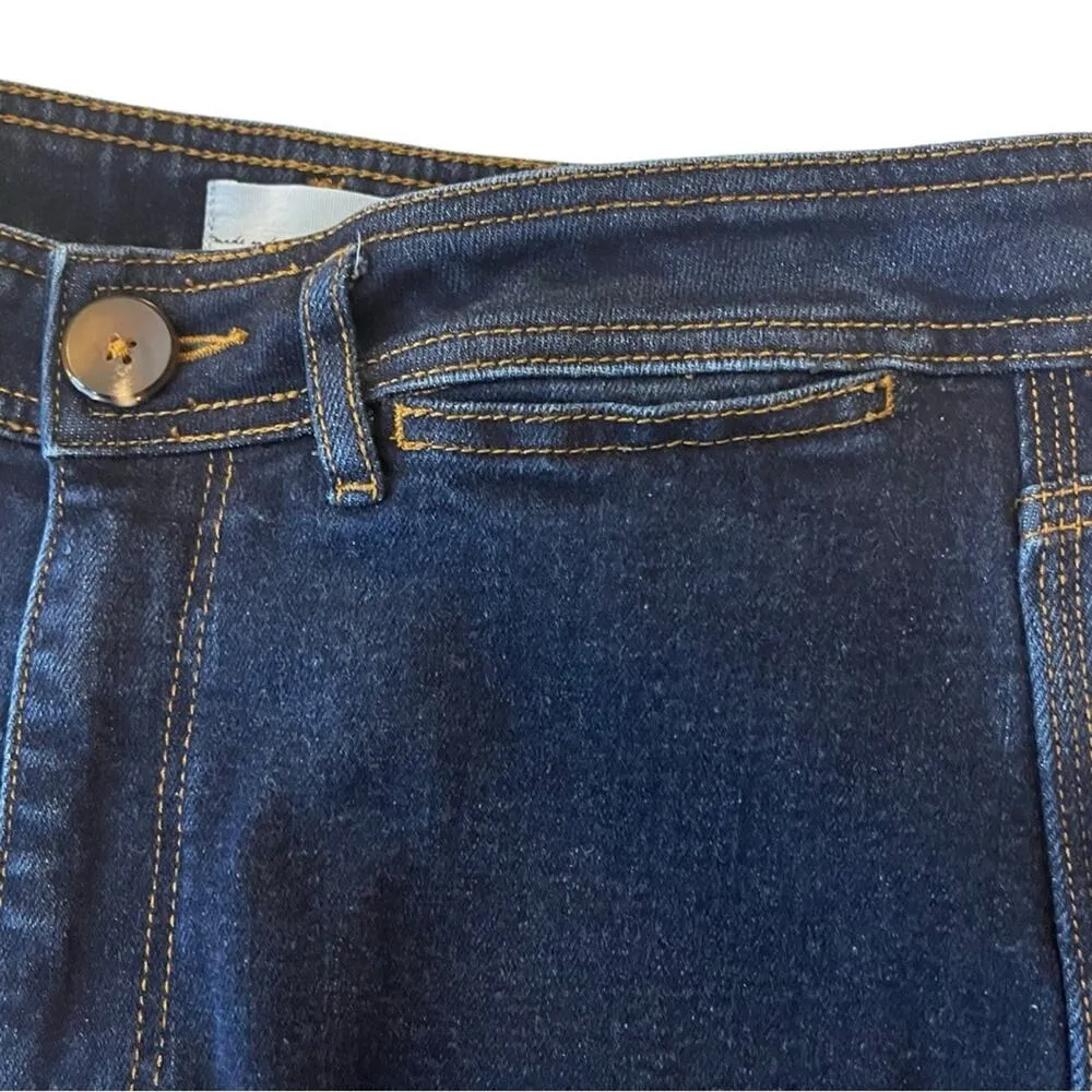 LOFT Jeans High Waist Wide Leg 11” High Rise Crop Dark Wash Women’s Size 6 - Image 5