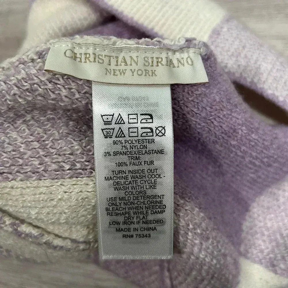 Christian Siriano Pom Purple Plaid Faux Fur Soft Knit Beanie Hat Adult One Size - Image 3