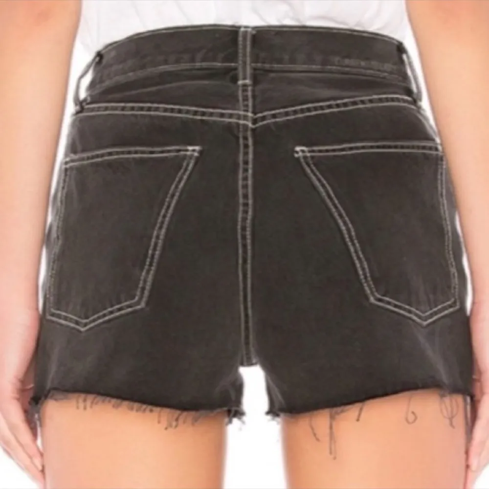Current/Elliott The Ultra High Waist Denim raw hem cut off jean shorts sz 31 - Image 4