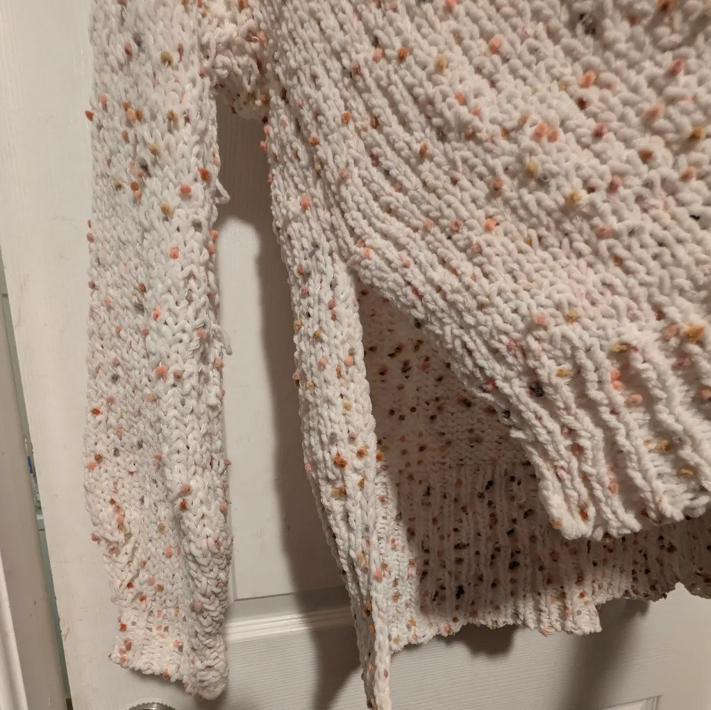 POL Chunky Knit Hooded Sweater Cream Chenille Soft Oversized Small Cottagecore - Image 6