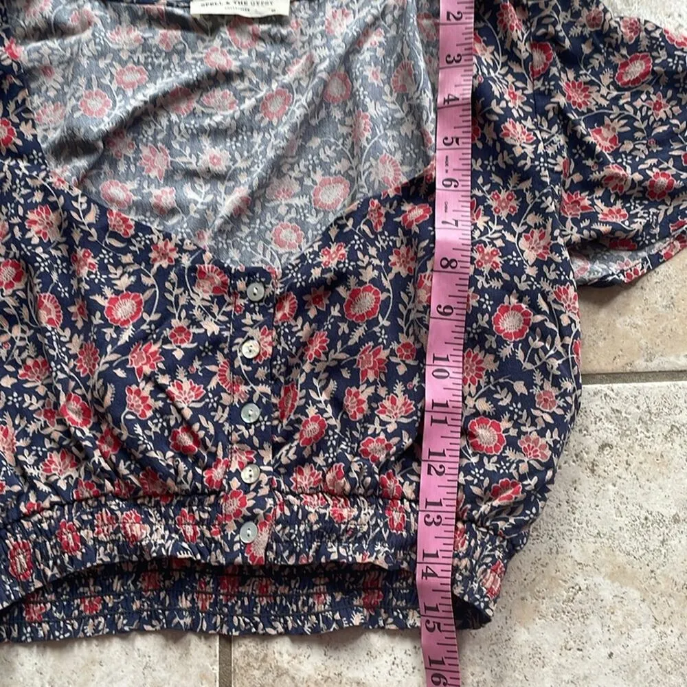 Spell & The Gypsy Jasmine Cropped Top Blue Size XS - Image 11