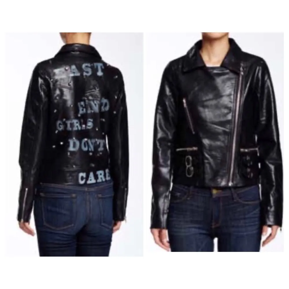 TOV Studded Double Buckle Faux Leather Jacket Size 8 - Image 2
