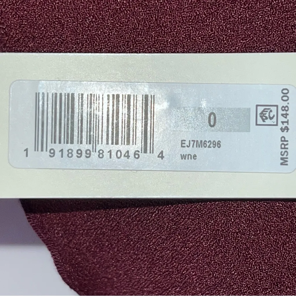 Eliza J Deep Burgundy Sheath Midi V-Neck Dress w/Reversible Fabric Belt-Size 0 - Image 10