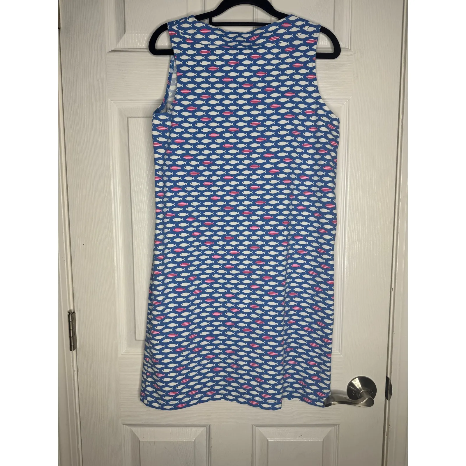 Sailor Sailor Lucille Fish Print Dress Size M Blue White Pink Fish Nautical Size M - Image 2