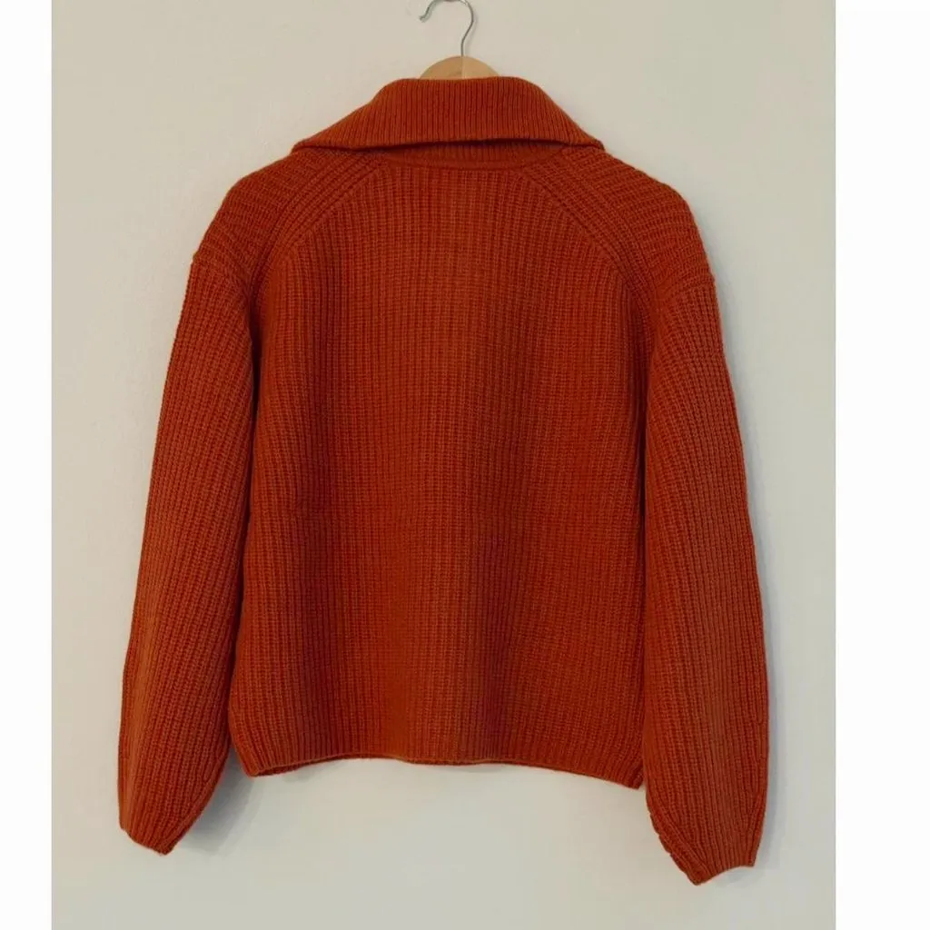 Everlane The Half-Zip Sweater in Luxe Merino in Rust Heather, Size Medium - Image 9