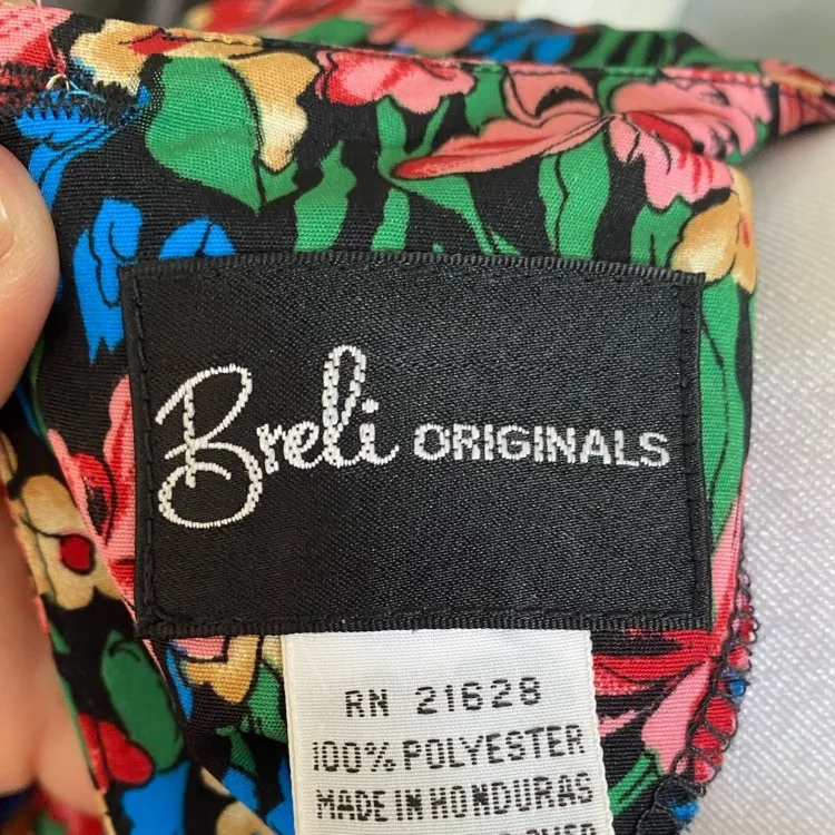 Vintage Breli Original silky floral pencil skirt midi dress shoulder pads lace 8 Multiple - Image 5