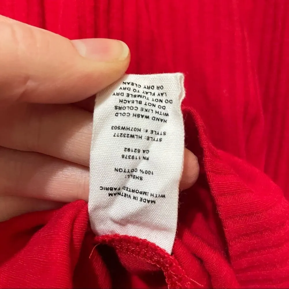 Helmut Lang Red Ribbed Knot Long Sleeve Slightly Cropped Sweater Womens S Casual - Image 3