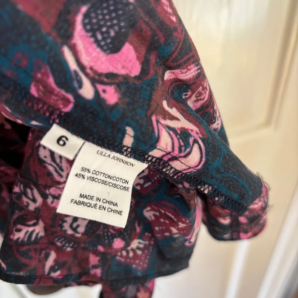 ULLA JOHNSON Amalia Midnight Floral Midi Skirt Tiered‎ Ruffle Pink Navy Size 6 - Image 11