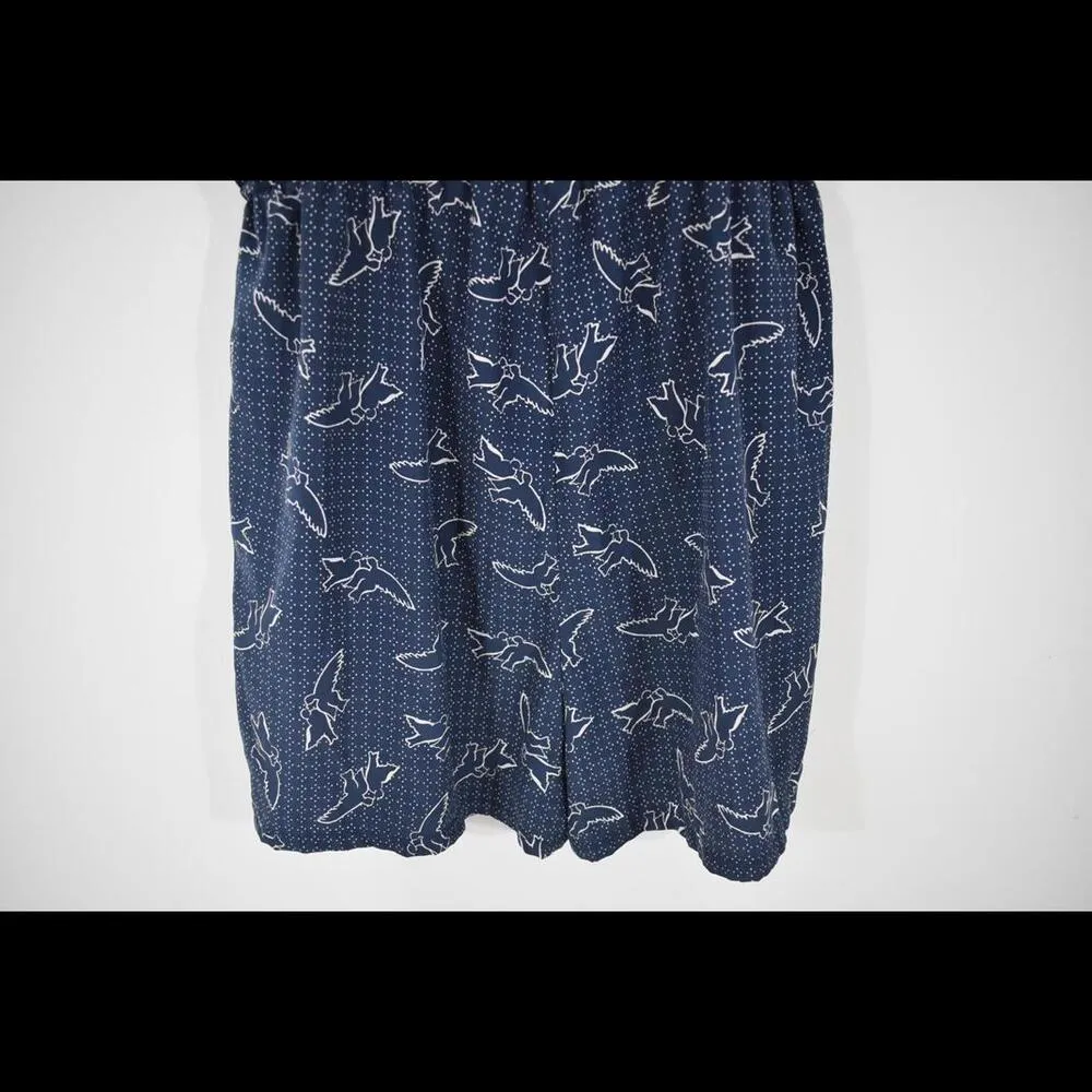 Greylin Navy Blue Bird Print Sleeveless Skort Romper Dress Small - Image 5