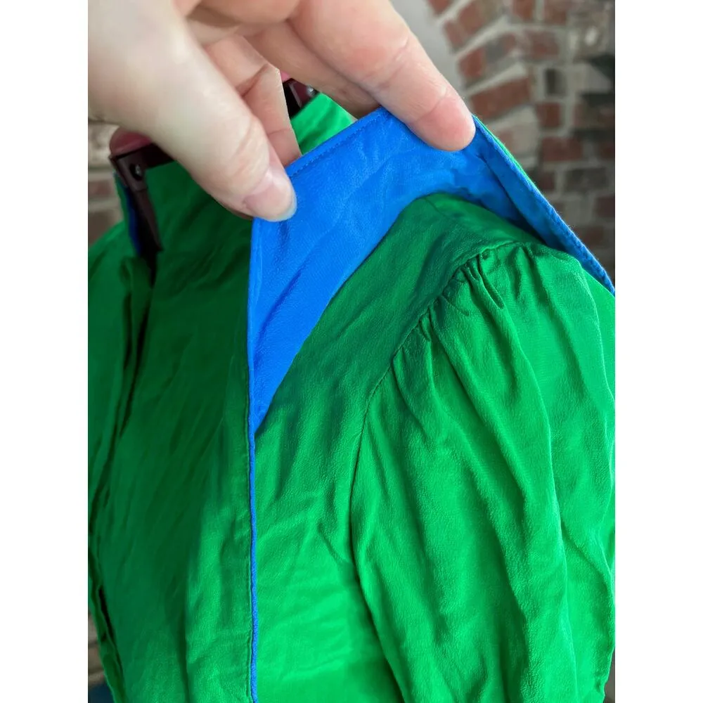 dress 100% silk green blue Size 8 - Image 5