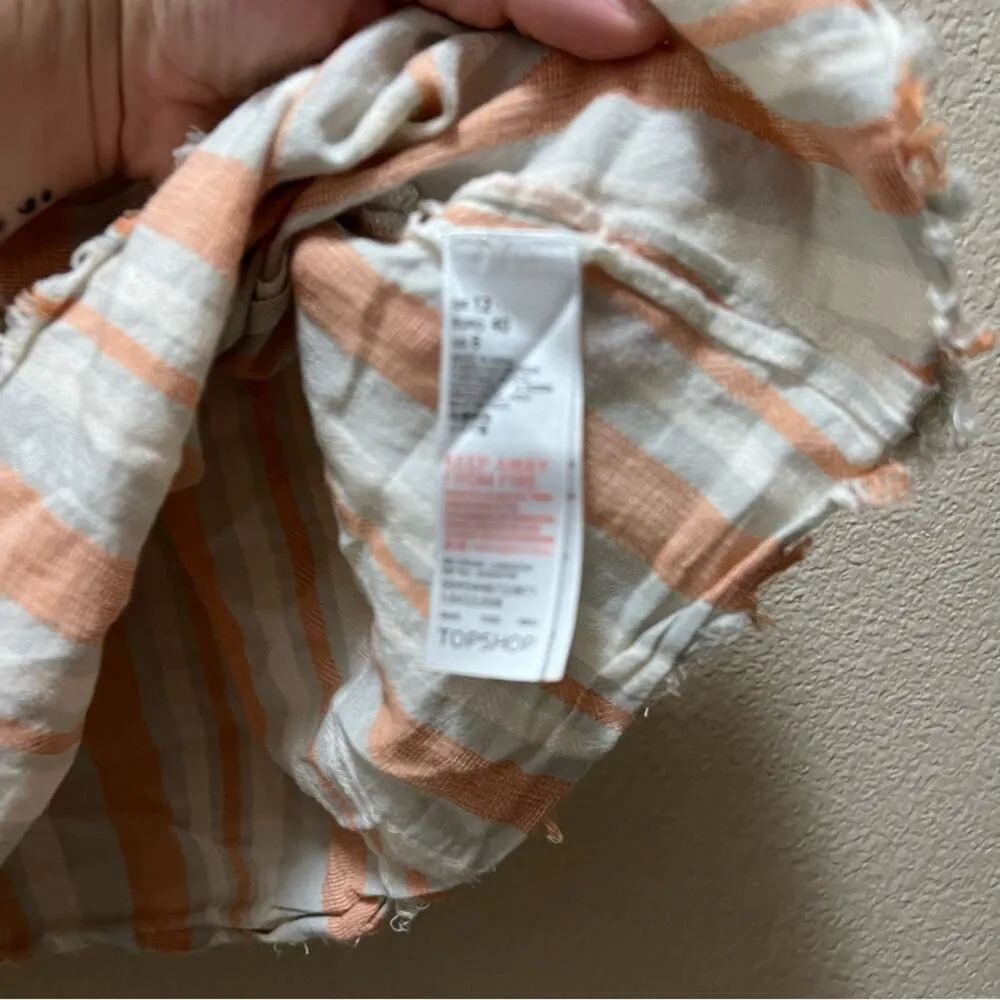 Topshop Orange Vertical Striped Rope Straps Flowy Tank Top Cotton Summer Size 8 - Image 4