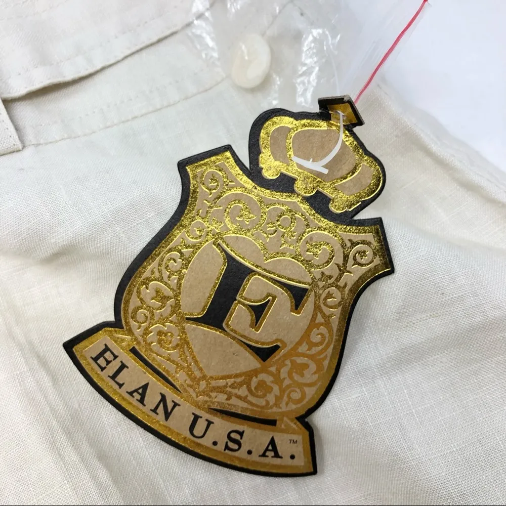 Elan Paper Bag White Linen Cuffed Shorts - Image 5