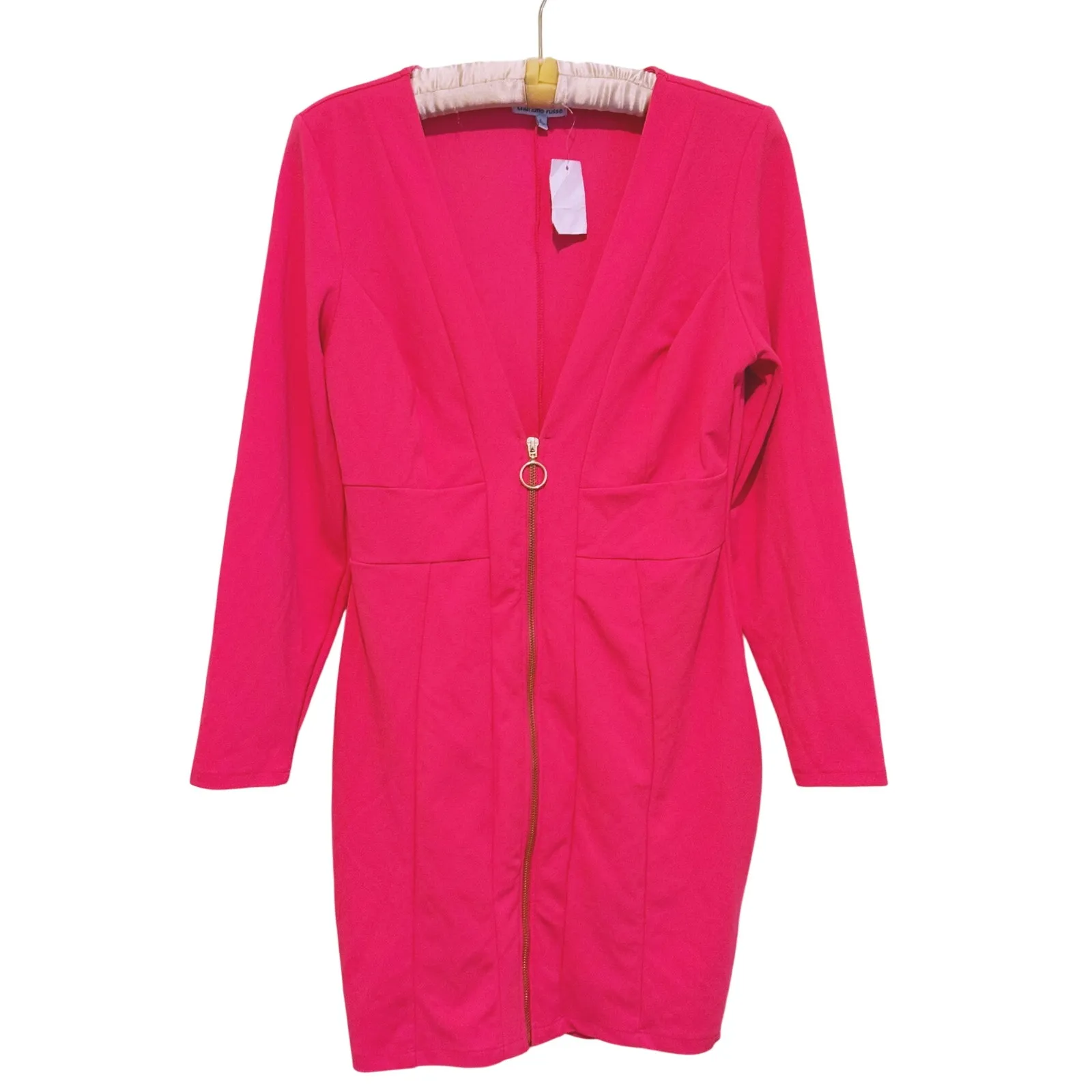 NWT Romantic Date Night Zip Front Mini Dress L Pink Valentines Feminine Party - Image 2