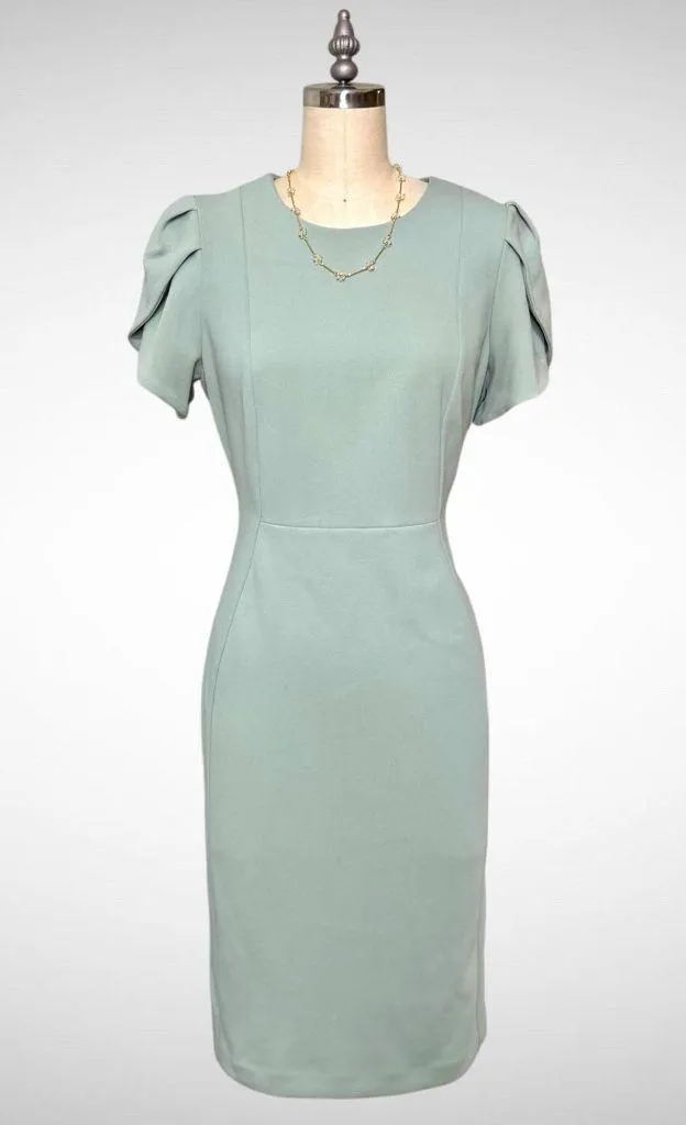 Calvin Klein Tulip Sleeve Sheath Dress Jadeite Green Size 8 - Image 2