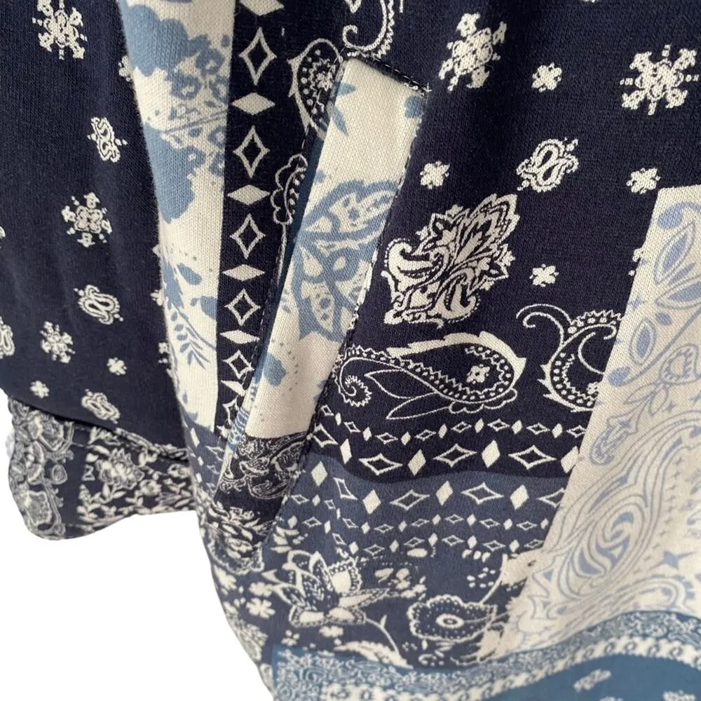 C&c California Remi Fleece Shacket Shirt Jacket Indigo Blue Patchwork XL NWOT - Image 4