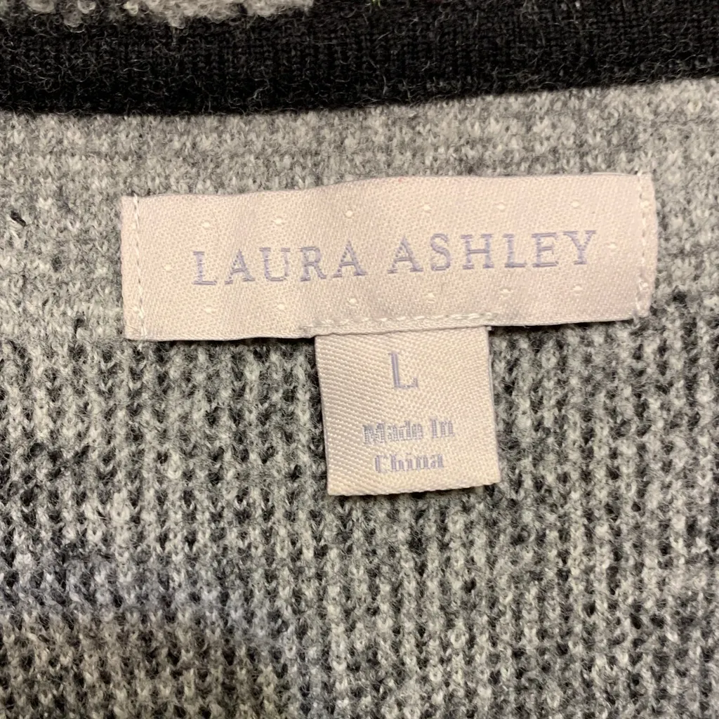 Laura Ashley long cardigan sz L wool blend winter fall preppy career work church - Image 2
