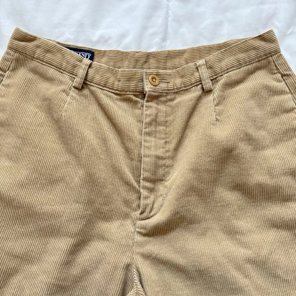 Lands End Womens Size 10P Corduroy Pants Tan Beige High Waist Pockets Belt Loops - Image 2