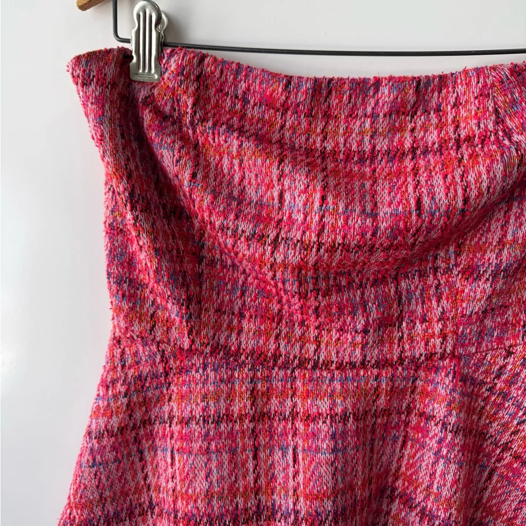 Maeve‎ Anthropologie Womens Shannon Strapless Peplum Plaid Tweed Pink Top Sz M - Image 5
