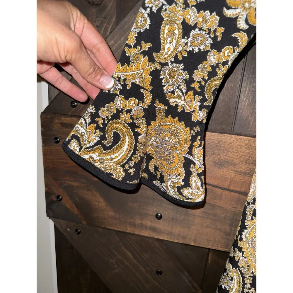 Michael Kors NEW Women's Dress Medium M Black Marigold Long Sleeve Paisley Shift - Image 3