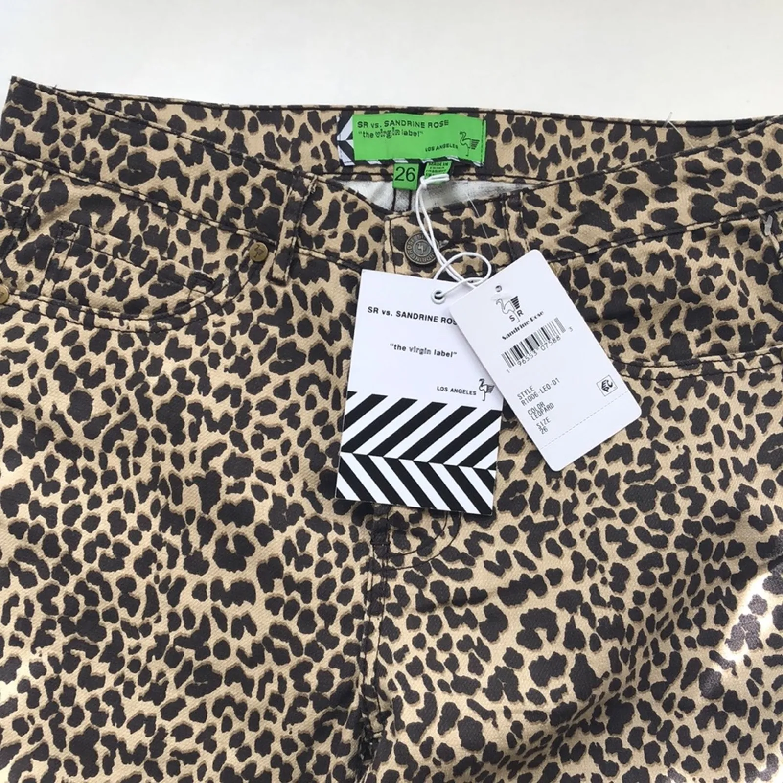 NWT Sandrine Rose Leopard Print Pants Sz 26 Brown - Image 3