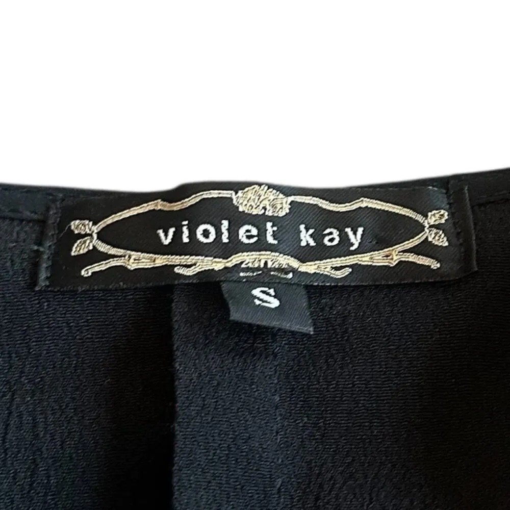 Violet Kay Silk Blend Kimono Blouse Sweater Top Jacket Size Small Women's Black - Image 11