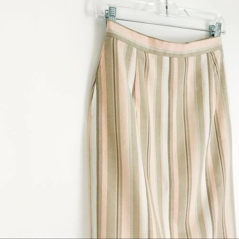 Vintage Vino de Casa Striped Woven Midi Skirt | Size S White - Image 10