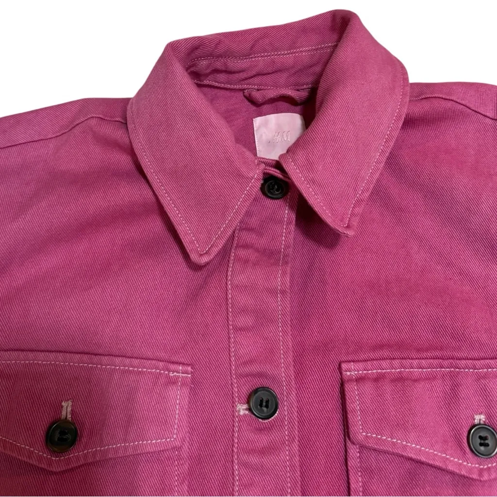 H&M Fuchsia Denim Utility Jacket - Image 4