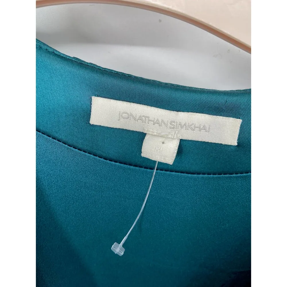 Jonathan Simkhai Blue Satin Long Sleeve Wrap Midi V - Image 99