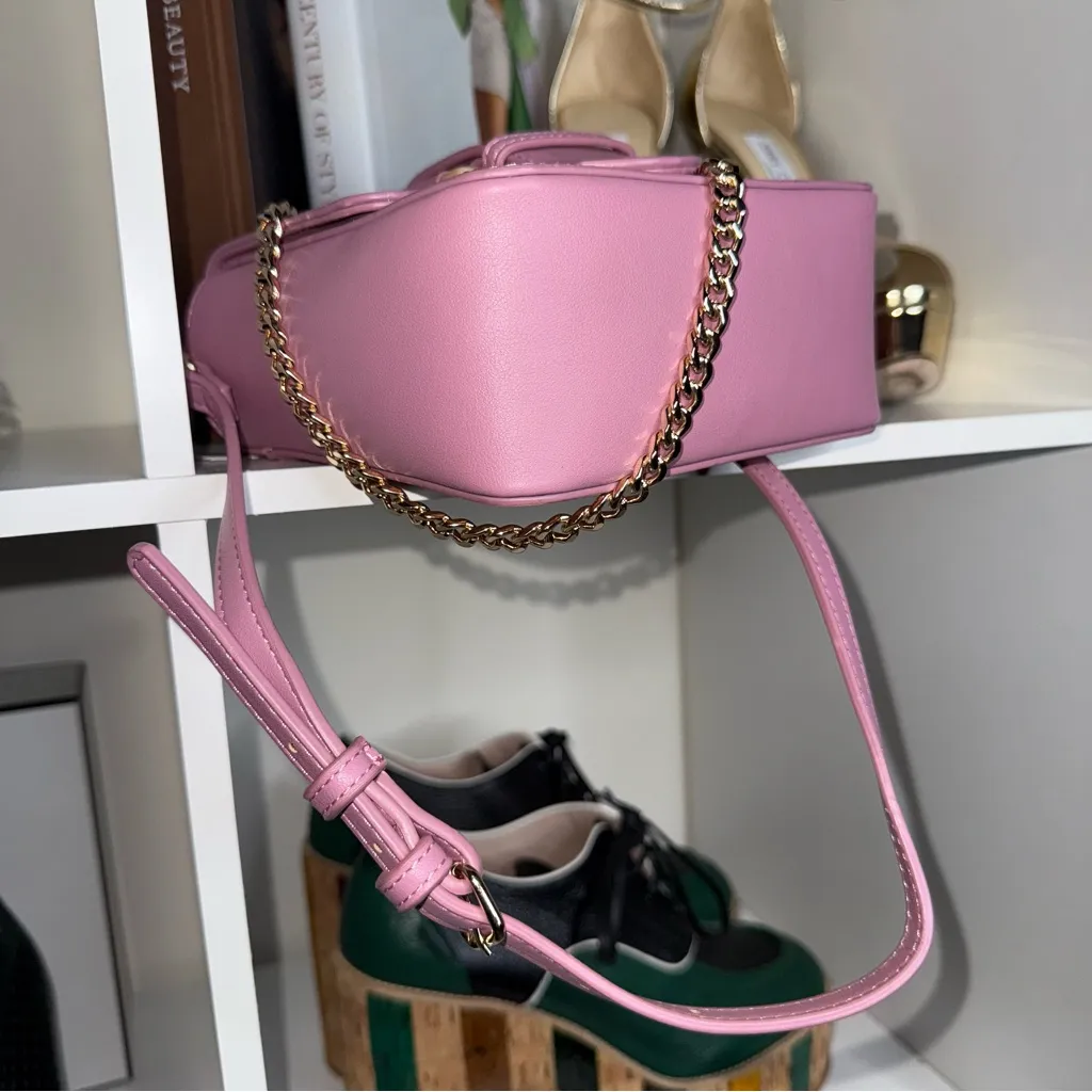 White House Black Market Pink Pastel Suede Buckle Chain Mini Crossbody Bag - Image 10