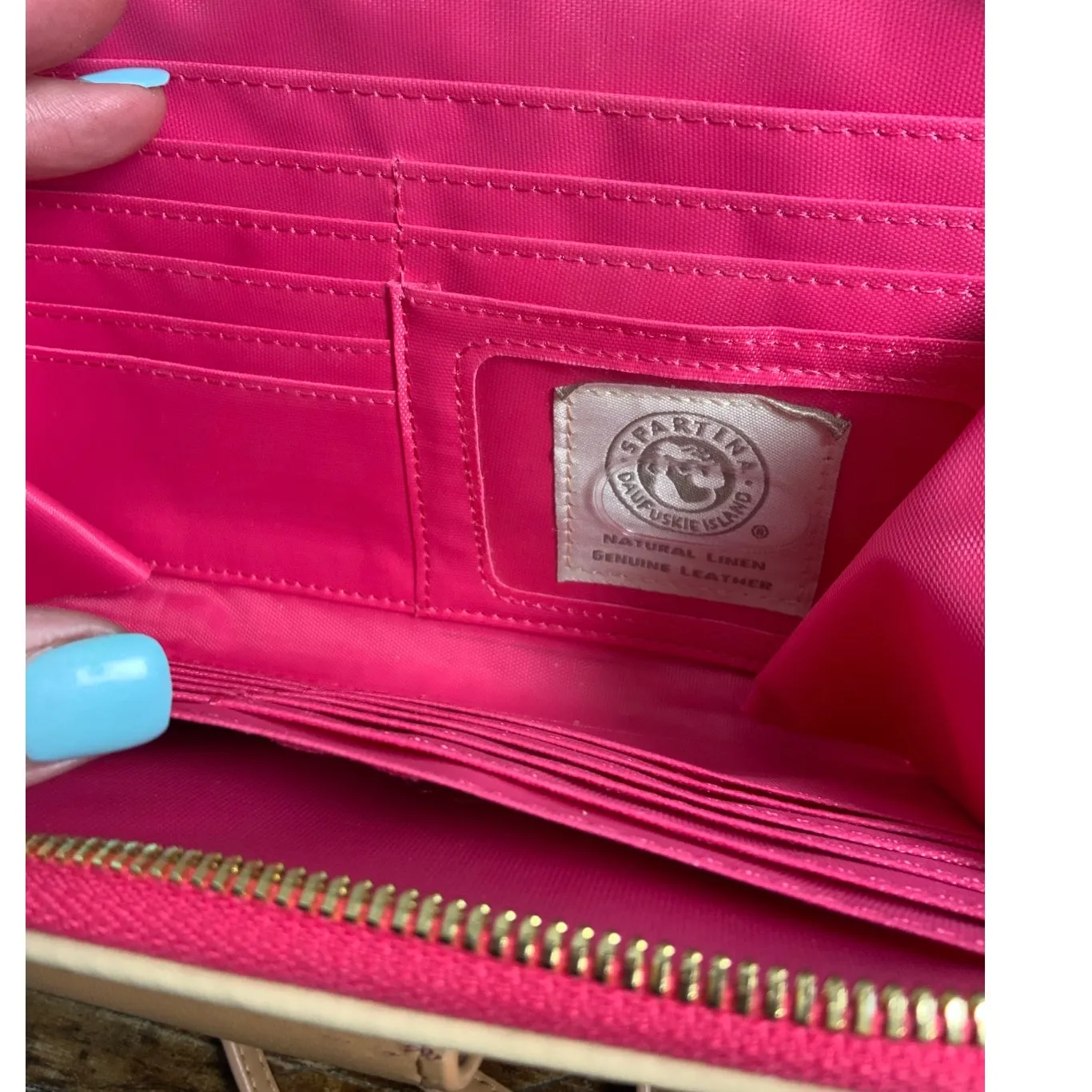 Startina 449 Wristlet Carson Cottage Leather Linen Phone Wallet‎ Organizer - Image 4