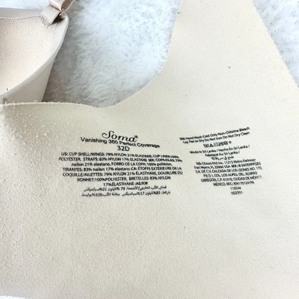 Soma Vanishing 360 Perfect Coverage Bra Size 32D Pale Sand Smoothing - Image 6