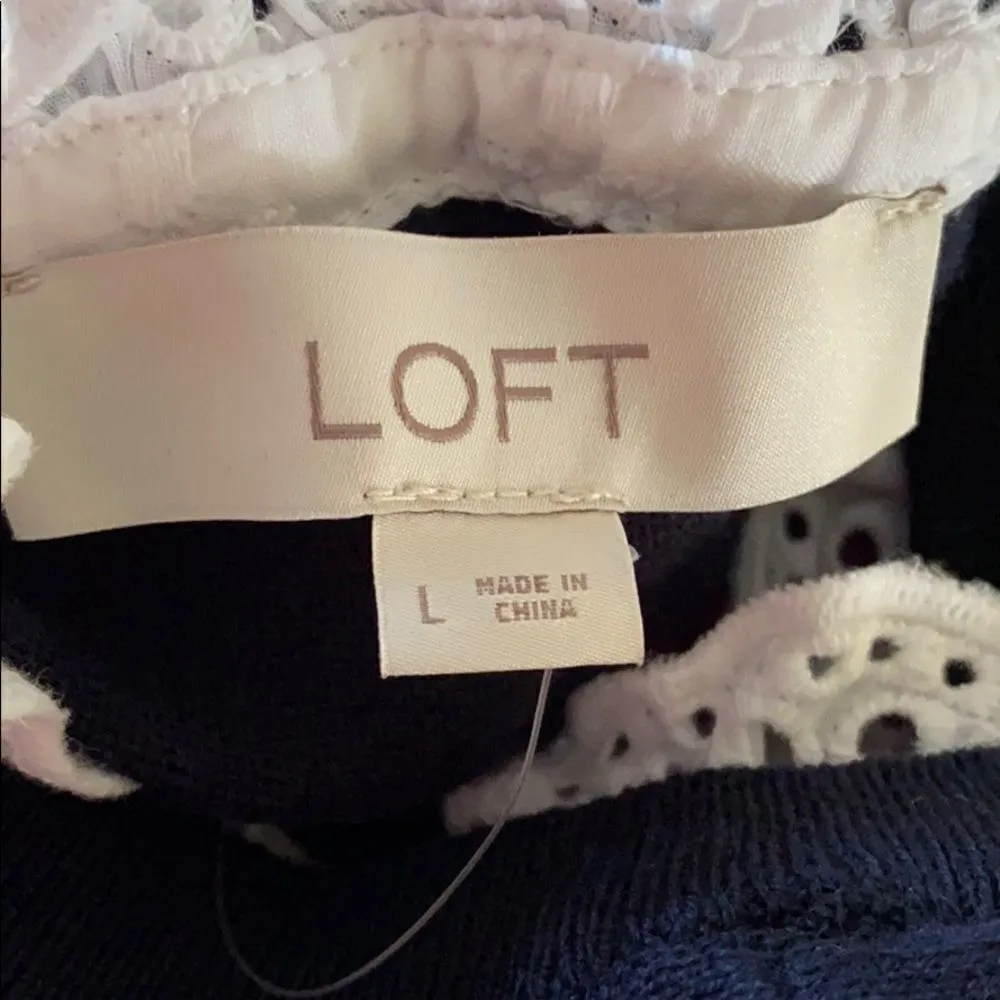 Loft Navy Blue & White Lace Ruffle Sweater Vest - Image 7