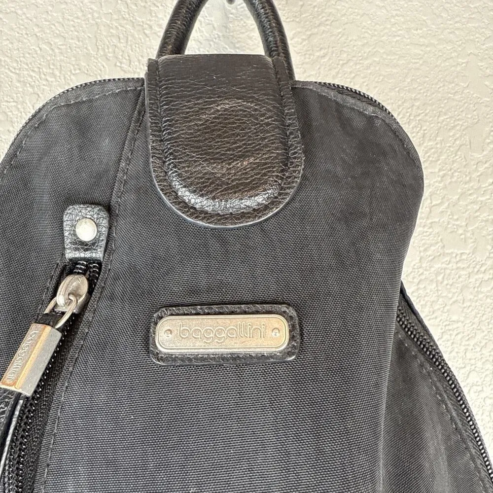 Baggallini Metro Backpack Sling Bag Purse Black Nylon RFID Protection Travel - Image 2