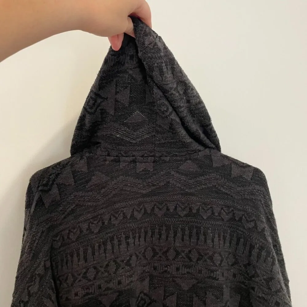 AMERICAN EAGLE Dark Gray Black Aztec Tribal Boho Full Zip Knit Hoodie Sweatshirt - Image 11