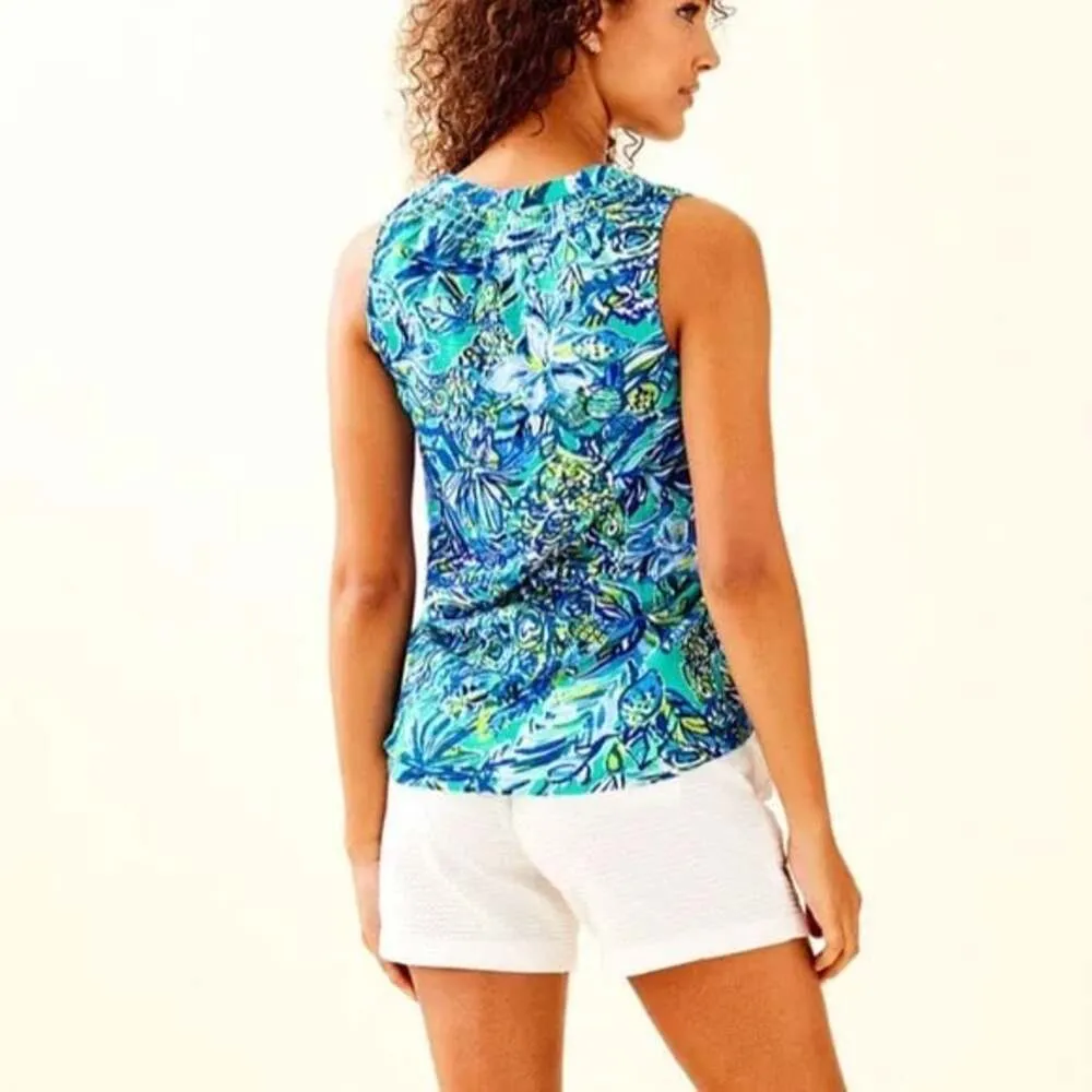LILLY PULITZER Essie Sleeveless Top, Seeing Double, Blues, Greens Sz XXS NWT - Image 2