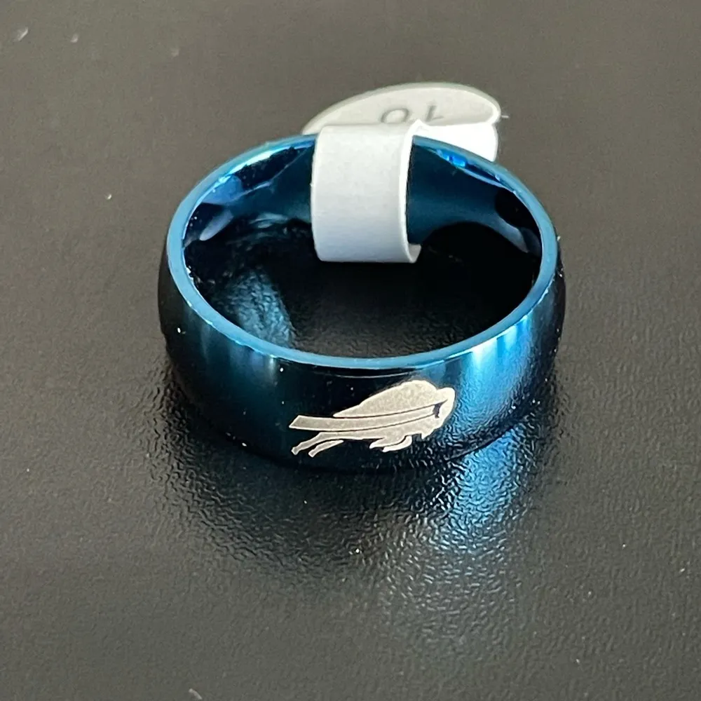 Blue stainless steel buffalo bills ring size 10 - Image 7