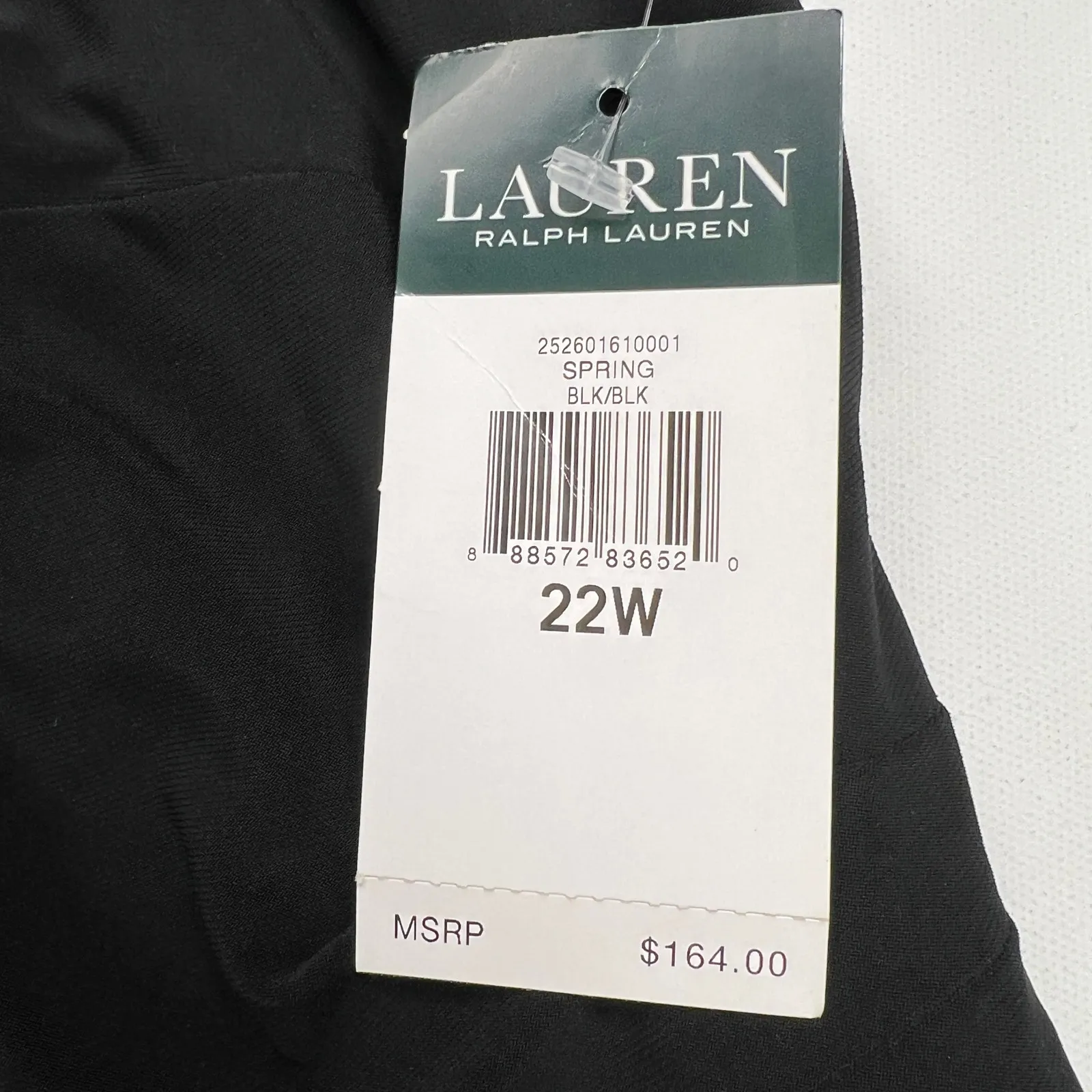 Lauren Ralph Lauren LBD Ruched Mesh Inset Little Black Dress Cap Sleeve Size 22W - Image 6