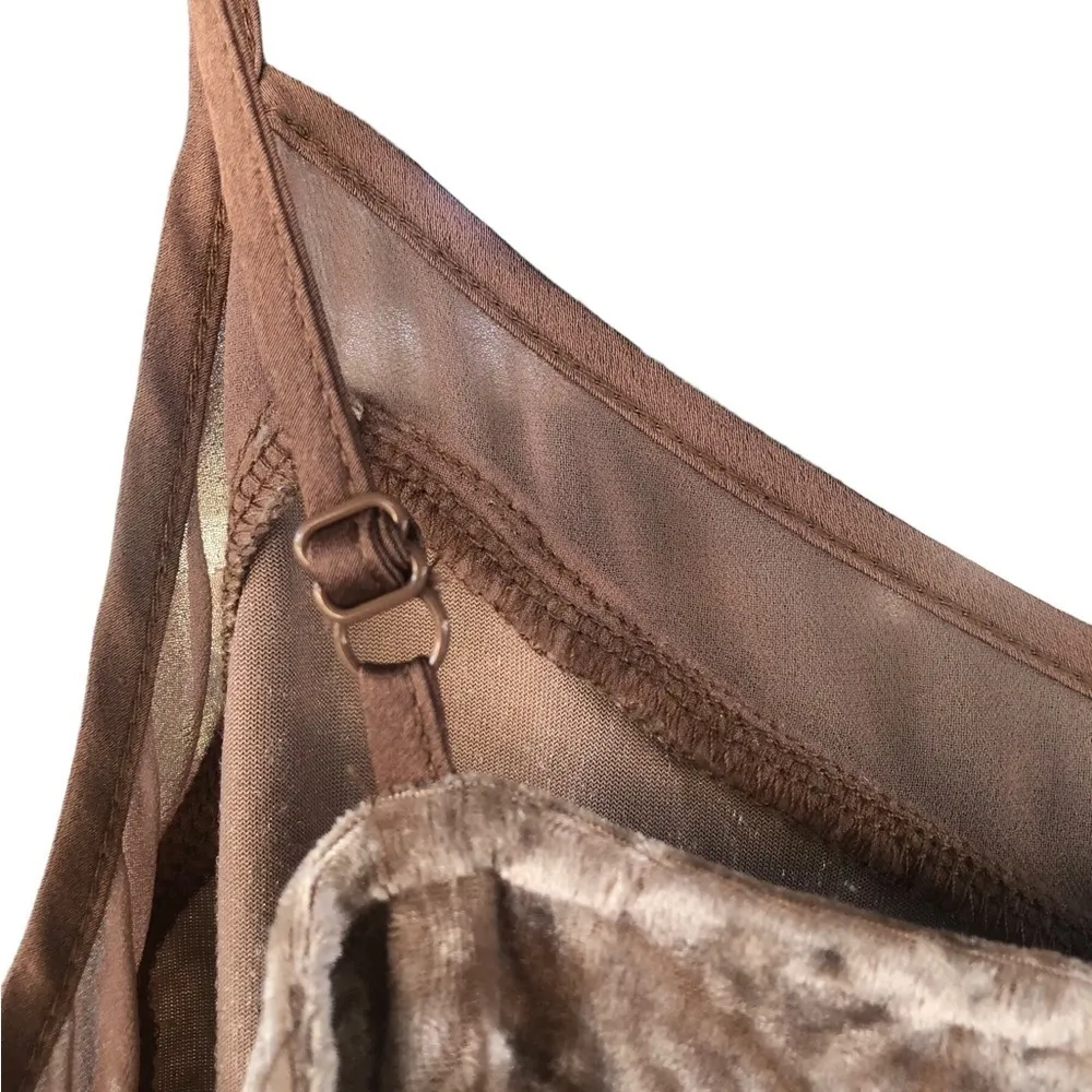 Tan crushed velvet  slip dress - Image 5