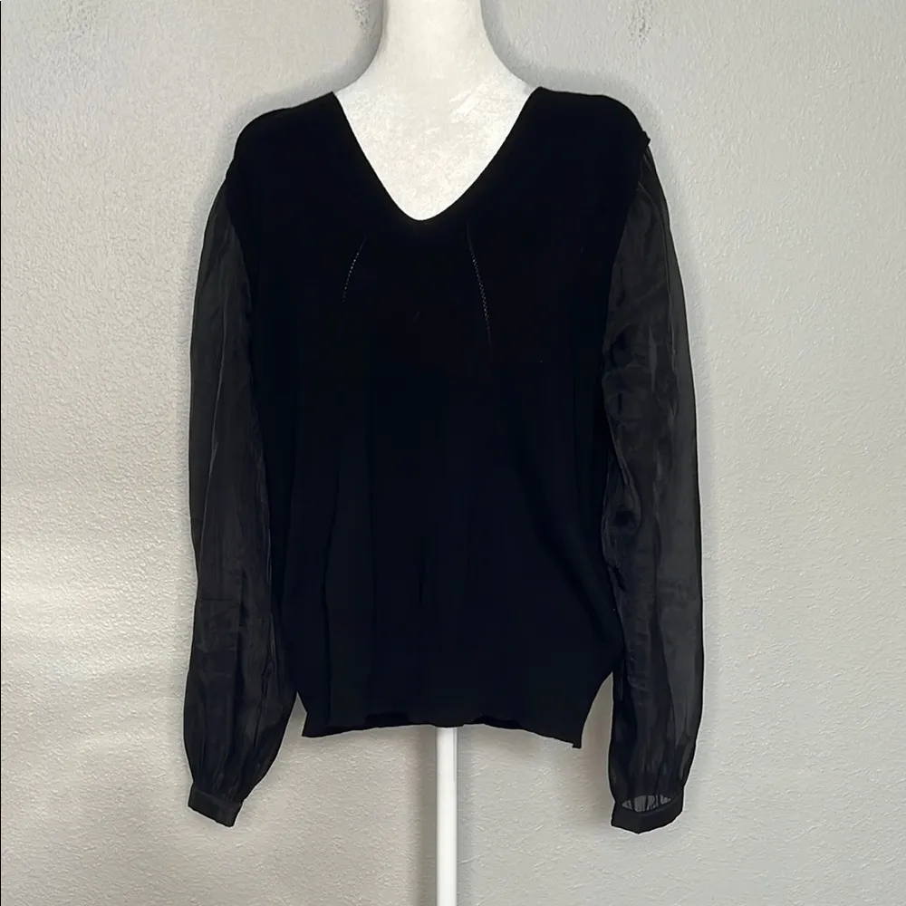 Talbots VNeck Puff Sleeve Sweater Size XL - Image 2