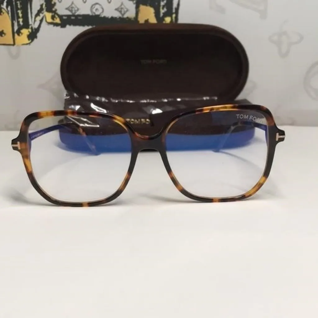 Tom Ford TF5578-B 052 “Blue Control” Eyeglasses – Tortoise (Shiny Havana) - Image 6