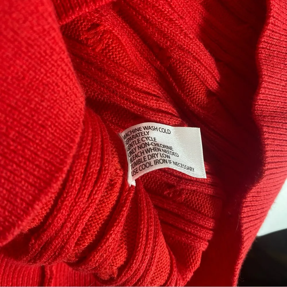 Sof Cable Crew Neck Pullover Sweater Red Size M - Image 9